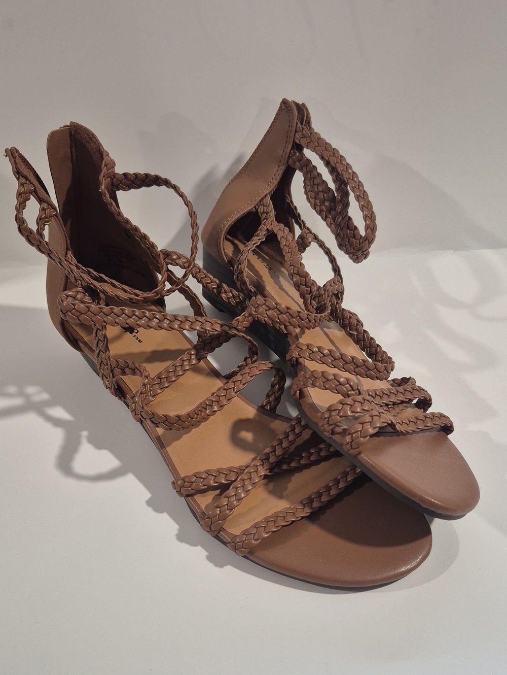 Brown Braided Strappy Sandals - Women Sz 9